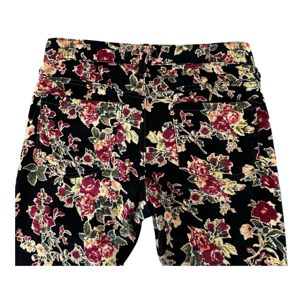 Free People Size‎ 27 Corduroy Black Floral Pants Jeans Slim Straight - Picture 5 of 16